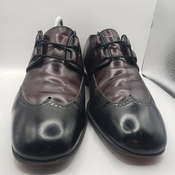 Dacks Mens Dress Shoe Wing Tip Black/Brown Leather Size 11 Made In Canada - Picture 4 of 8